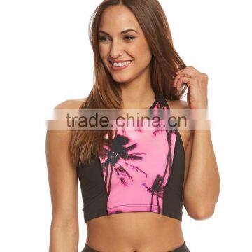 2017 Ladies Custom Design Sublimation Printed Private Label Crop Top Cutout Yoga Sports Bra Wholesale photo-6