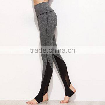 OEM custom lady fitness trample feet mesh skin tight yoga pants