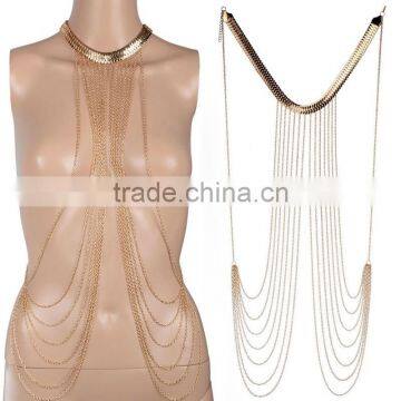 Sexy Waist Belly Rock Women Tassel Crossover Harness Bikini Body Chain Necklace