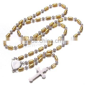 Latest design beads necklace stainless steel rosary bead necklace