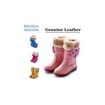 2014 High Quality New Design Genuine Leather Children Boots For Girls Snow Boots China Factory