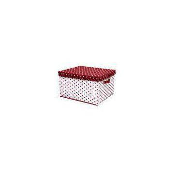 OEM Durable PP Non Woven Storage Box with Cover , White Red Dots Printed