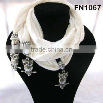 fashion jewelry owl charm scarf necklace