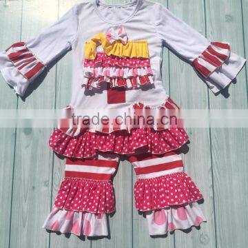 classic tree pattern stripe pants set with polka dots girls clothing