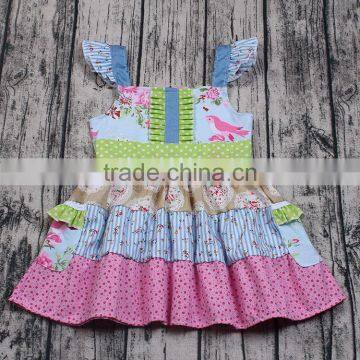 2017 Flutter Sleeve Patchwork Summer Dresses Baby Girls Dress Designs photo-6