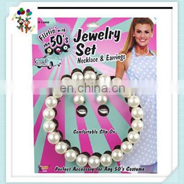 50s Pearl Necklace and Earring Set Costume Jewelry HPC-0980