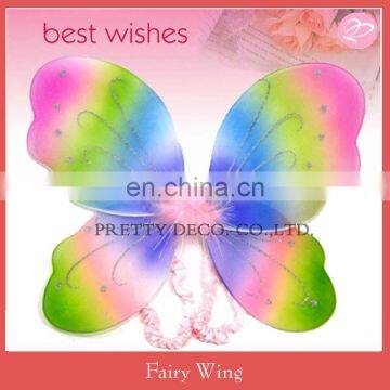 Rainbow Color wholesale glitter printing nylon butterfly wing decoration