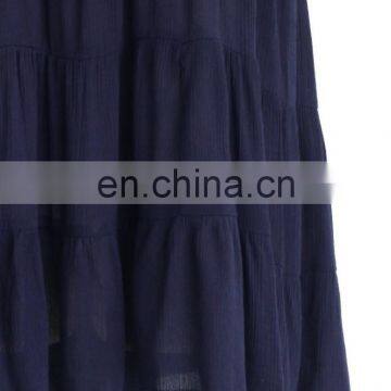 Women Slim Girls Navy Chiffon Pleated Casual Tunci Party Dress photo-6