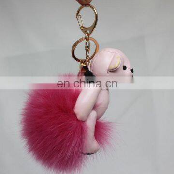 Latest Style Teddy Bear Fox Fur Ball Keychain Handbag Charms photo-4