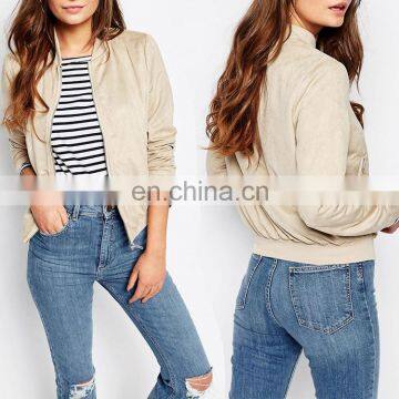 Ladies fashion clothing wholesale custom plain bomber jacket