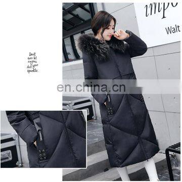 2017 Winter New Feather Cotton Clothing Women Korean Version of the Slim Plus Large Collar Collar Long Knee Women's Jacket S1003 photo-4