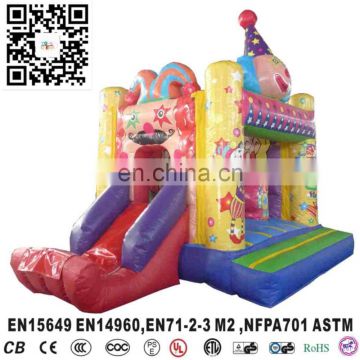 lovely clown inflatable slide bouncer obstacle for sale