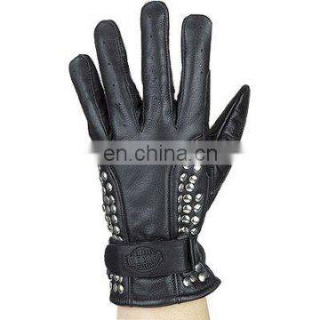 HMB-2079A, LEATHER WOMEN RIDING GLOVES MOTORCYCLE STUDED STYLE