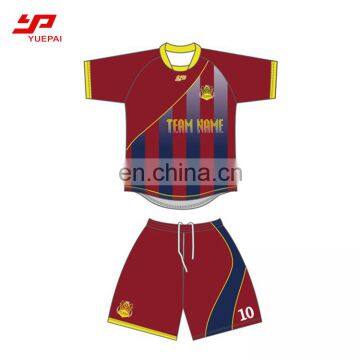 Wholesale custom sublimation blank short sleeve yellow blue soccer jersey