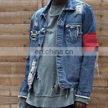 wholesale distressed denim jackets -Custom New embroider Denim jacket studded denim jacket