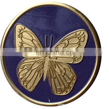 Excellent Metal Crafts Butterfly embossed commemorative coin