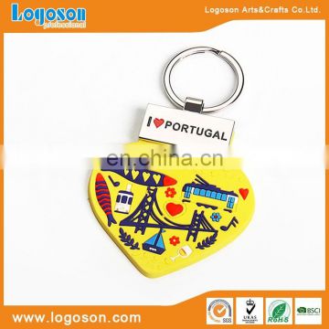 Fancy rubber material with rooster logo keyring souvenir keychain