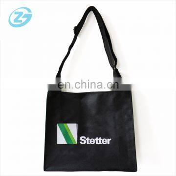 Fashion Black Non-woven Long Shoulde Advertising Bag/School Bag for Teens