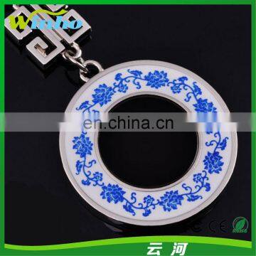 Winho vase shaped blue and white porcelain shape keychain