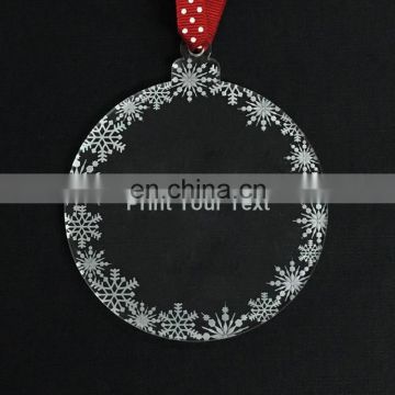 DIY flat unbreakable circle clear acrylic christmas tree ornament, plexiglass christmas decoration