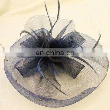 Fashion mini hat with handmade flower and feather hair accessories