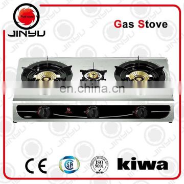 lpg & ng 3 burners gas stove with stainless steel cooktop JY-615