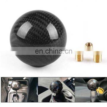 Hot Sale Car Modification Universal Gear Shift Knob Round Ball Shape Black Carbon Fiber Gear Shift Handle With Adapters BX101576 photo-6