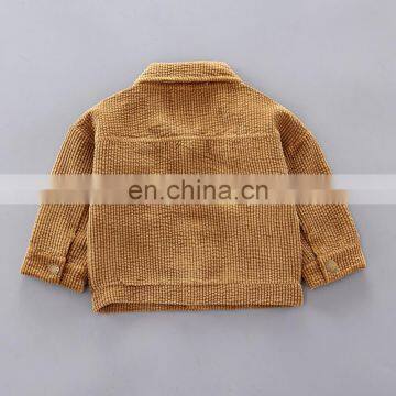 Boy Fall Suit 2020 New Children Style Korean Corduroy 3 Pieces Button Up Jacket ,Tshirt And Pants photo-2