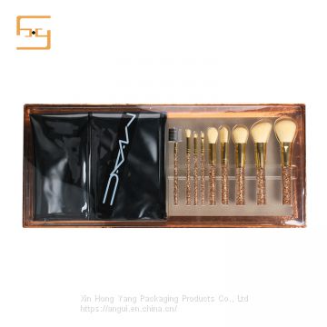 Luxury Golden Paper Box with Clear Blister Packaging for Cosmetic Brush