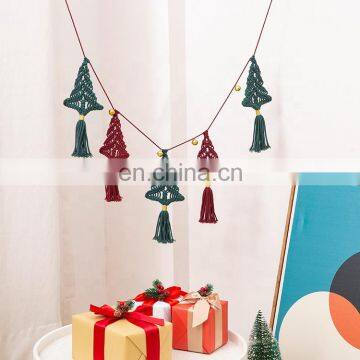 Christmas Home Wall Decoration Hand Made Macrame Cotton Rope Christmas Tree Hanging Boho photo-7