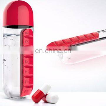 600ml functional pill box plastic water bottle