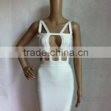 Summer Dress Wholesale High Quality Sey and Elegant Fashion Ladies Cutout Strap Black White Red Blue Evening Party Bandage Dress