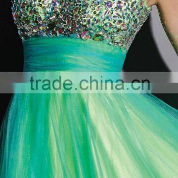 Hot Sale Elegant and Beautiful Organza Prom Dress With Colorful Beading and Tank High Quality V-Neck A-Line Prom Dress photo-4