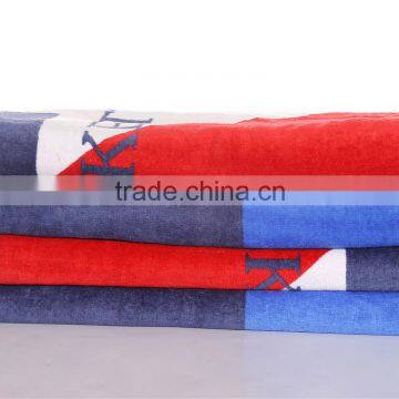 China towel manufactory famous brand customized label veour reactive printed large size towel