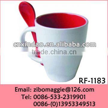 Zibo Made Belly Shape Porcelain Spooner Coffee Mug with Assorted Color for Promotion Gift