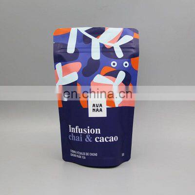 Food grade customized printed foil laminated resealable mylar ziplock doypack matcha tea stand up bags