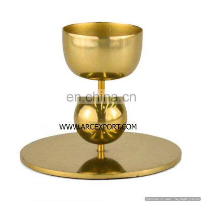 Wooden Base With Gold Metal Candle Holder photo-5