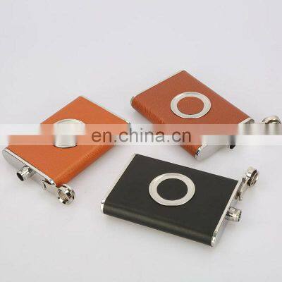 8oz Alcohol Wine Engraved Liquor Whiskey Metal Printed Leather Stainless Steel Hip Flasks photo-2