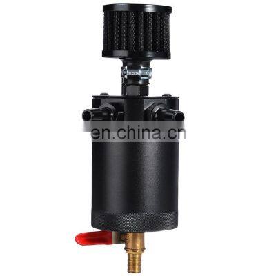 Oil Catch Can Tank 2-Port Baffled Reservoir with Drain Valve Breather Universal