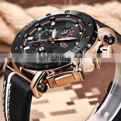 Lige 9899 Analog Sport Men Quartz Watches Luminous Waterproof Fashion Leather Luxury Brand Men's Quality Watch