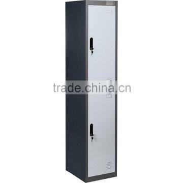 2 Door KD Vertical Clothes Hanging Steel Wardrobe Gym Locker photo-3