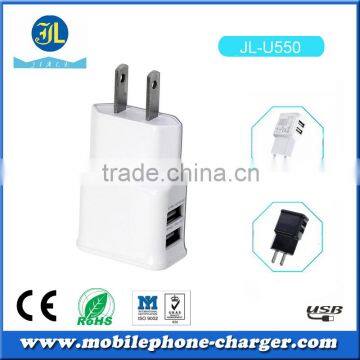 Free sample OEM factory consumer electronics USB travel charger with 2 USB output