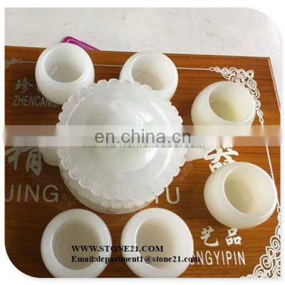 White Onyx Marble Tea Set , Marble Tea Pot , Marble Cups photo-2