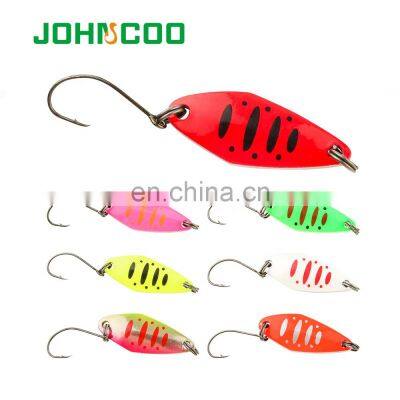 JOHNCOO Copper Spoon Metal Lure 3.2g 3.0g Colorful Spoon Bait Fishing Lure Trout Single Hook