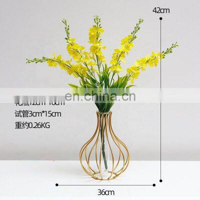 Luxury Nordic Metal Geometric Flower Vase Desktop Creative Glass Dried Flower Vase photo-4