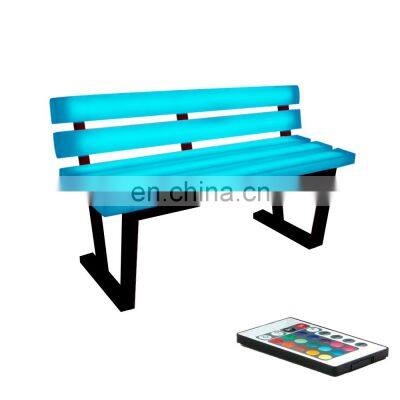 beach outdoor waterproof garden bench 16 colors plastic illuminated led furniture outdoor LED bench garden chairs