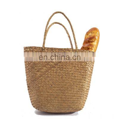 Wholesale Handmade Natural Weaving Beach Shopping Palm Leaf Seagrass Handle Bag photo-2