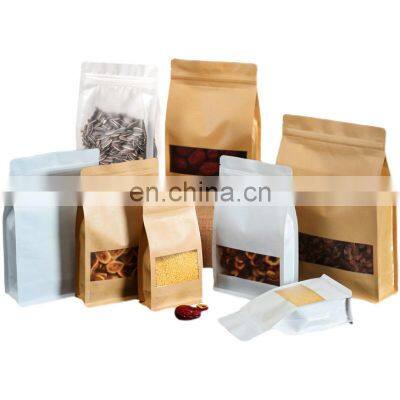 Custom Organic Eco Friendly Resealable Paper Coffee Tea Seal Bag Coated Paper Grocery Craft Zip Lock Bag