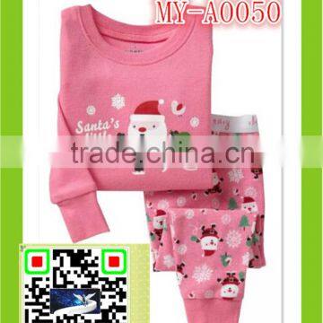 wholesale clothing dubai nightwearing 2-7 year sleepwear Christmas pajamas present Santa clothing set MY-A0050