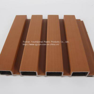 YZJM PVC WPC Wall Panel For Home Decor European 3D Design Wooden Grain Fluted Interior Decorative Wall Board photo-2